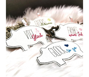 Stickserie ITH - Anhänger Glücksschwein Schwein